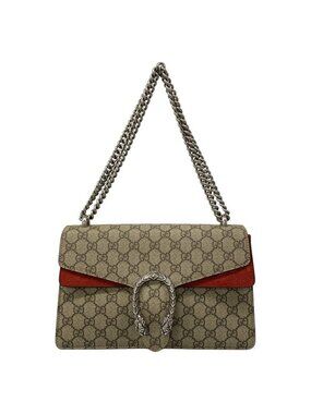 Gucci Shoulder Bag Dionysus Beige Ebony Red Chain